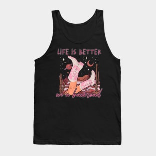 Life Is Better On A Backroad Desert Cactus Mountain Boots Tank Top